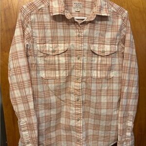 Filson Women’s Tan and White Plaid Button Down